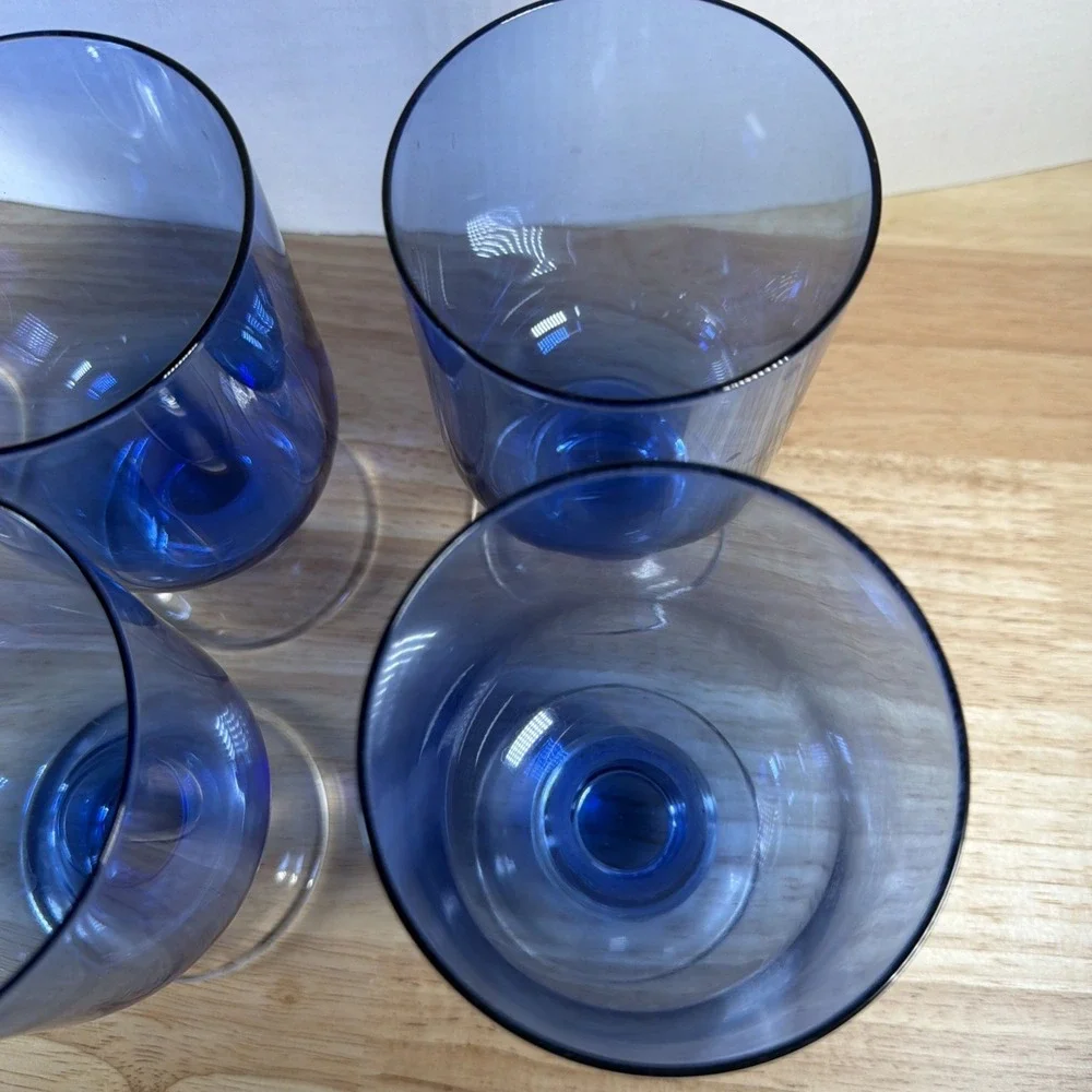 Dansk Genna Azure Blue Iced Tea Glasses Set Of 6 Modern Stemware